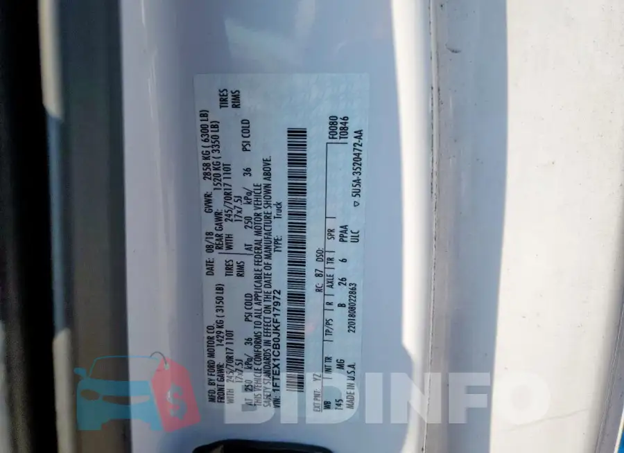 1FTEX1CB0JKF17972 Photo# 12
