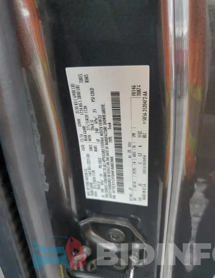 1FTEX1CF0HFA80366 Photo# 12