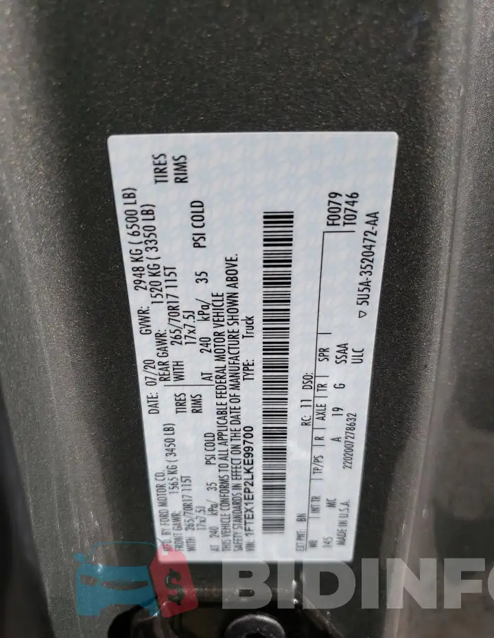 1FTEX1EP2LKE99700 Photo# 12