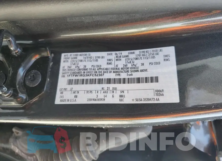 1FTFW1RG3KFC52307 Photo# 12