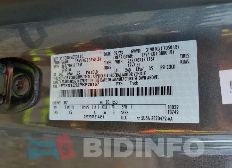 1FTFX1E52PKF28167 Photo# 12