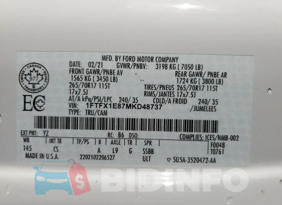 1FTFX1E87MKD48737 Photo# 12