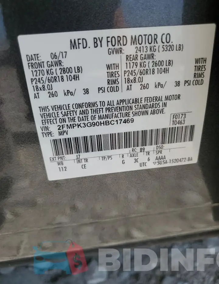 2FMPK3G90HBC17469 Photo# 12