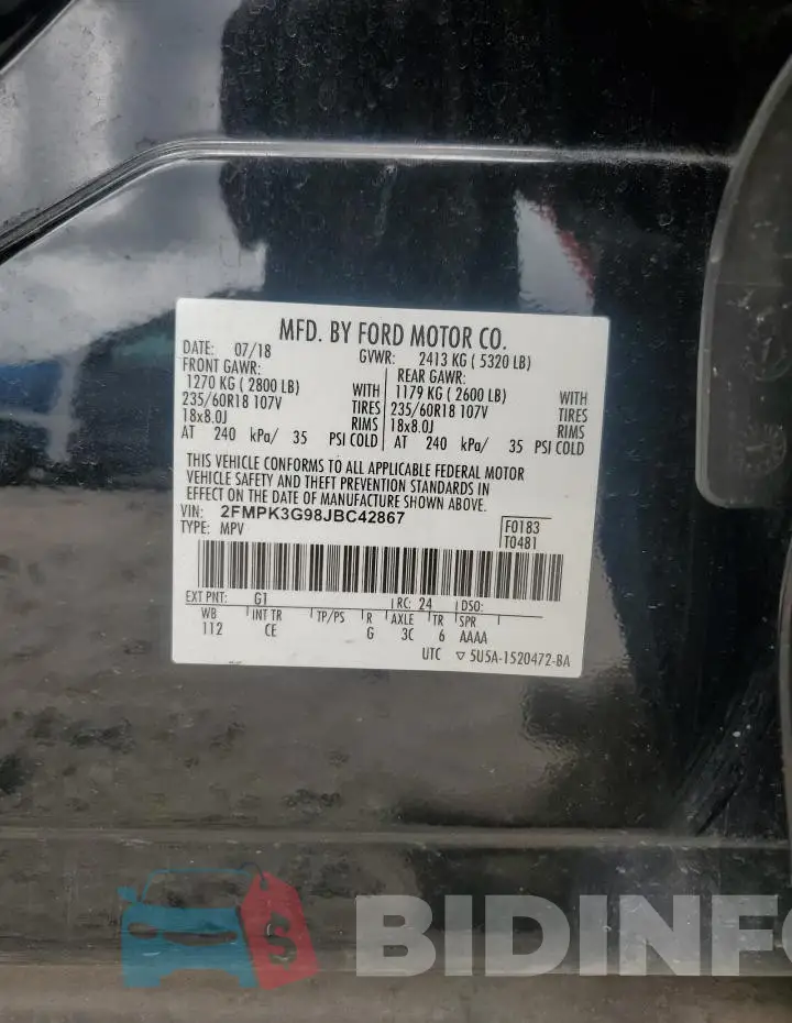 2FMPK3G98JBC42867 Photo# 13