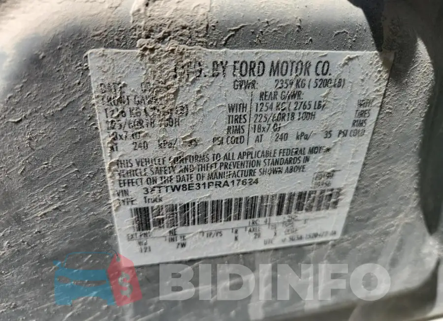 3FTTW8E31PRA17624 Photo# 13