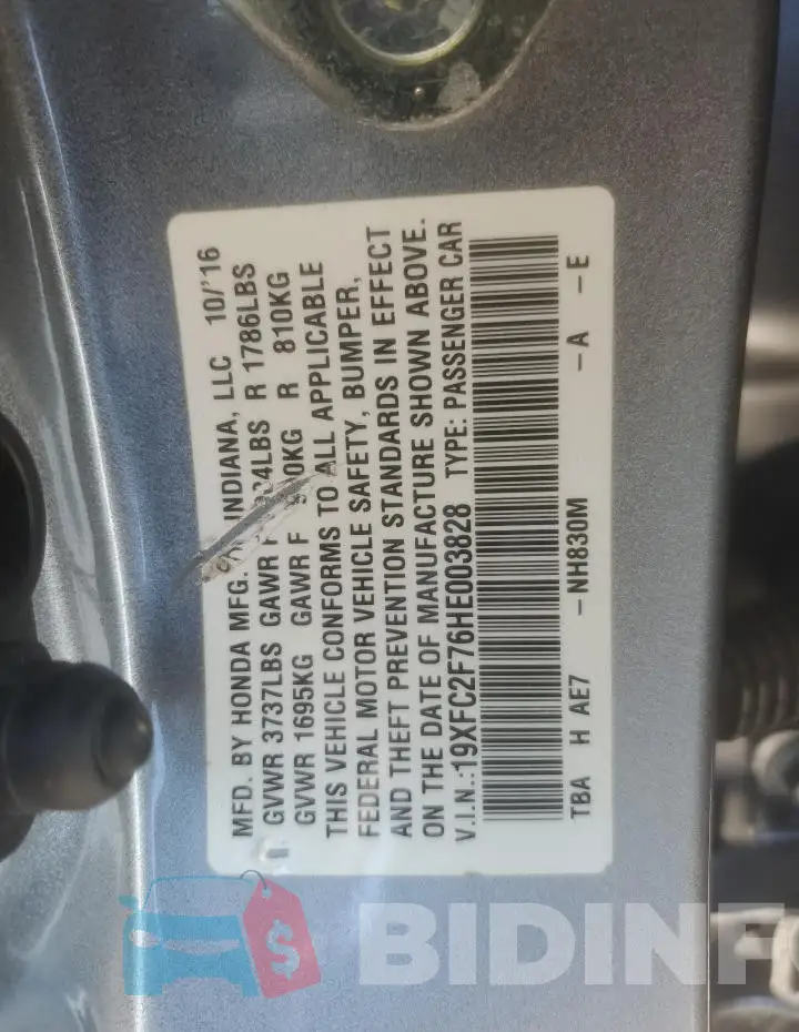19XFC2F76HE003828 Photo# 12