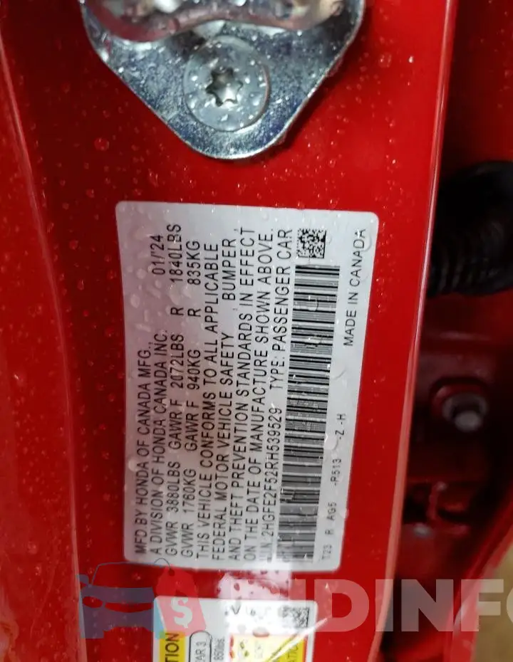 2HGFE2F52RH539529 Photo# 12