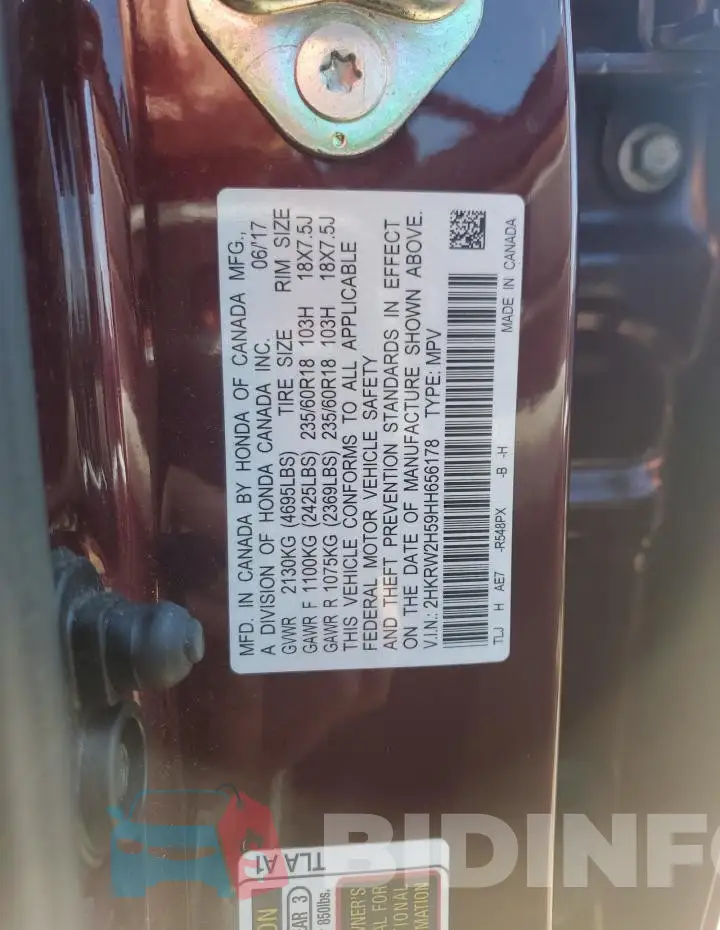 2HKRW2H59HH656178 Photo# 13