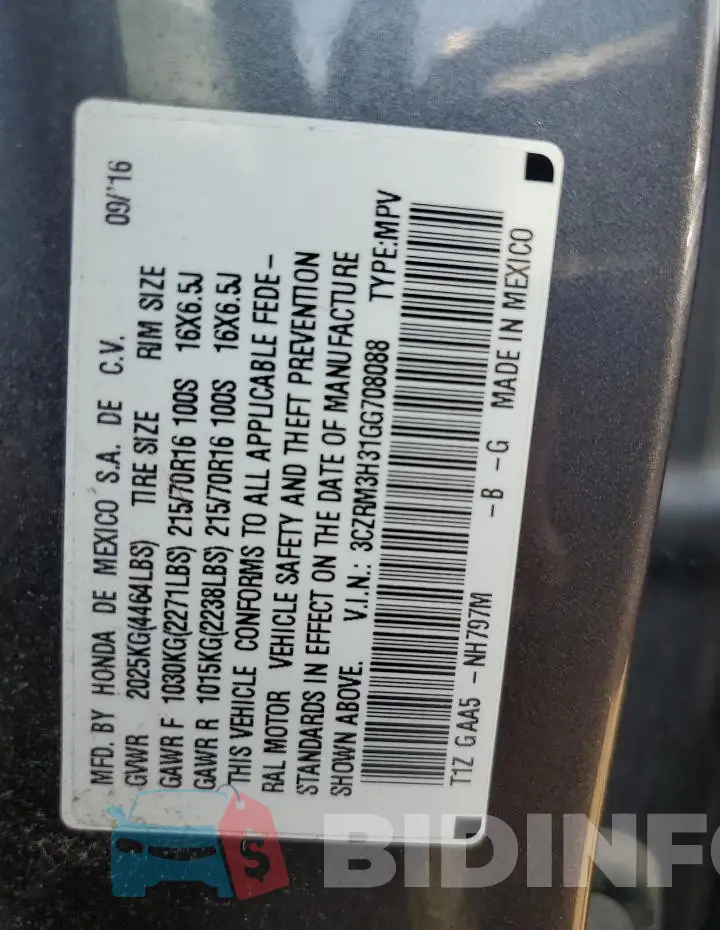 3CZRM3H31GG708088 Photo# 12
