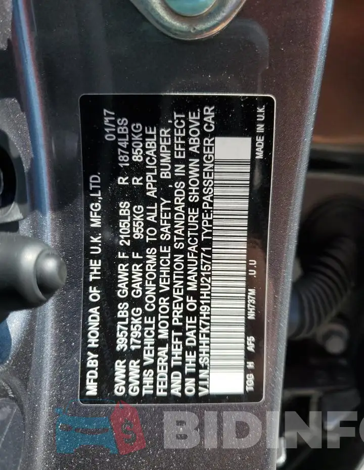 SHHFK7H91HU215771 Photo# 13