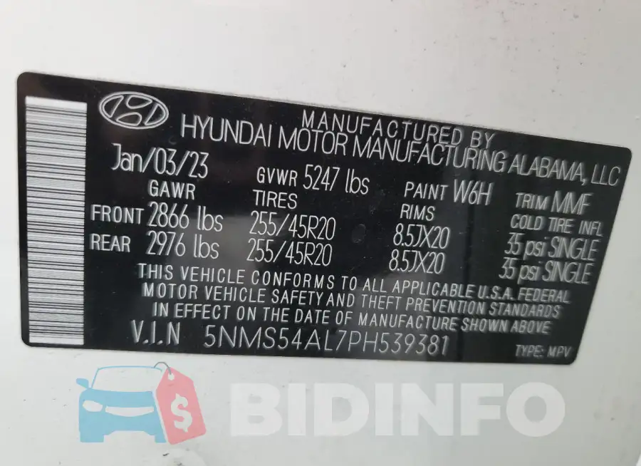 5NMS54AL7PH539381 Photo# 13