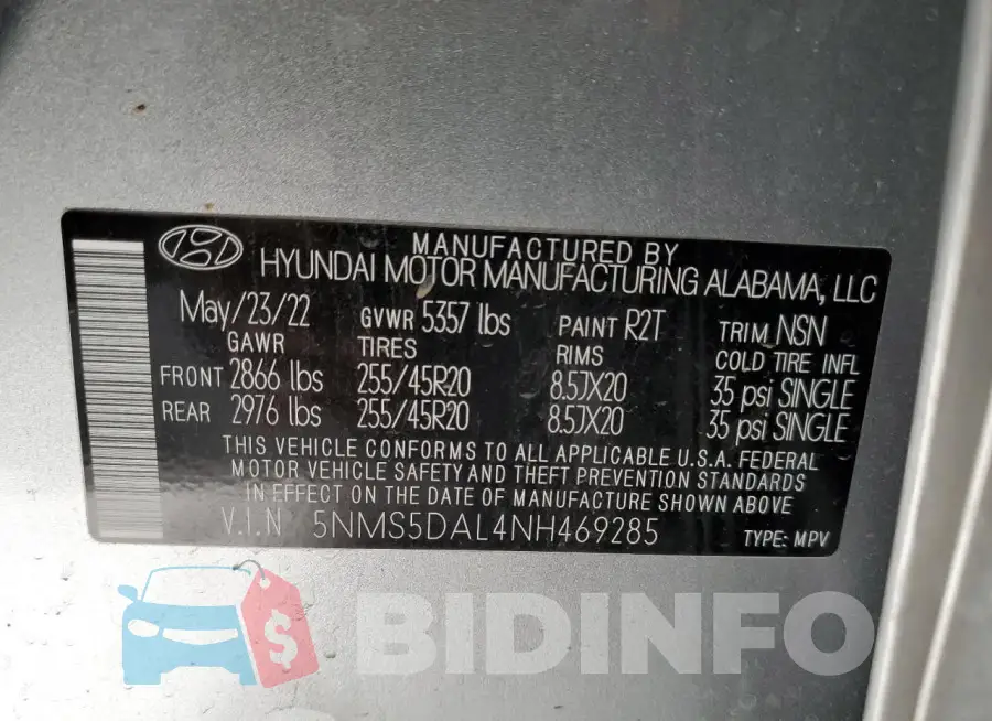 5NMS5DAL4NH469285 Photo# 13