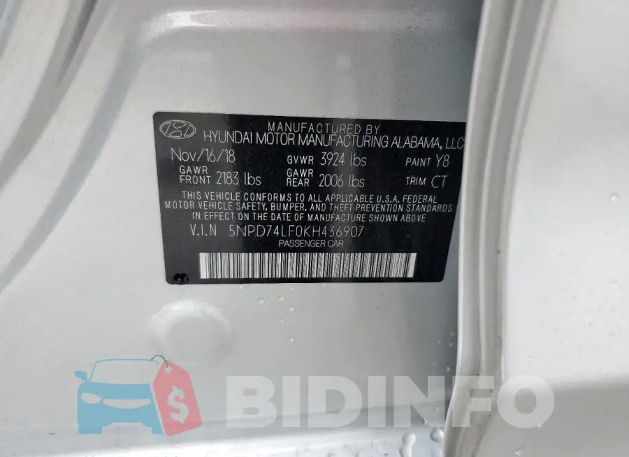 5NPD74LF0KH436907 Photo# 12