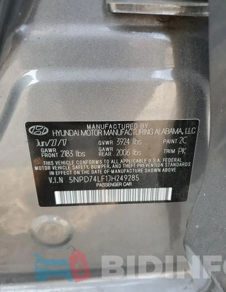 5NPD74LF1JH249285 Photo# 12