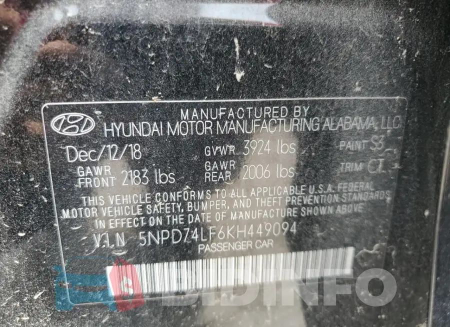 5NPD74LF6KH449094 Photo# 12