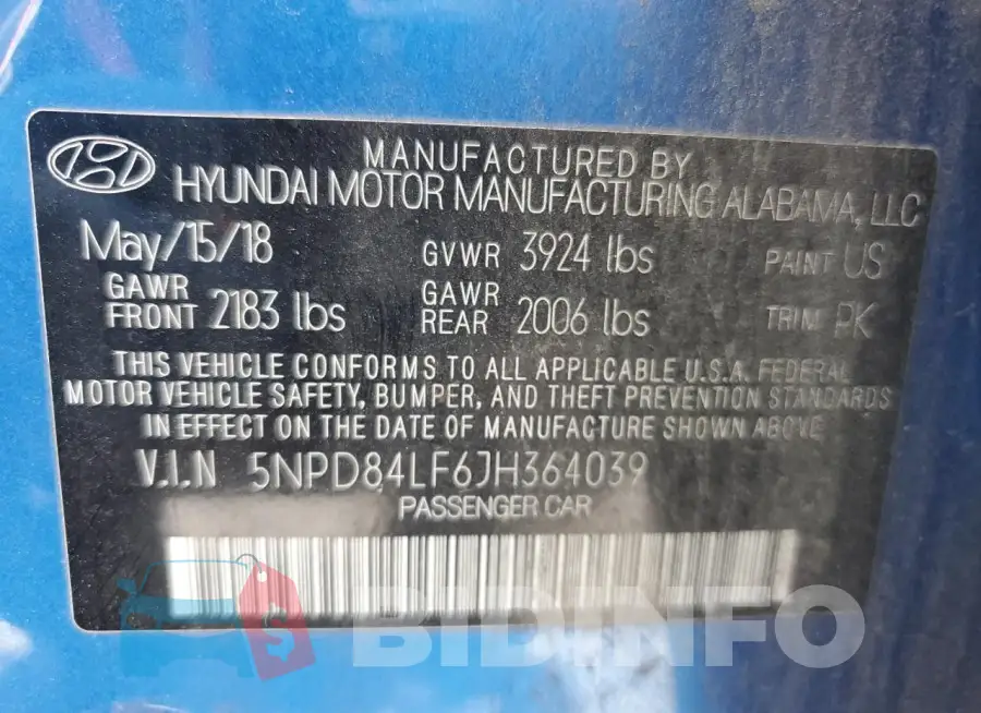 5NPD84LF6JH364039 Photo# 12