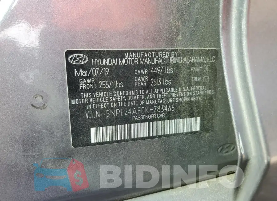 5NPE24AF0KH783465 Photo# 12