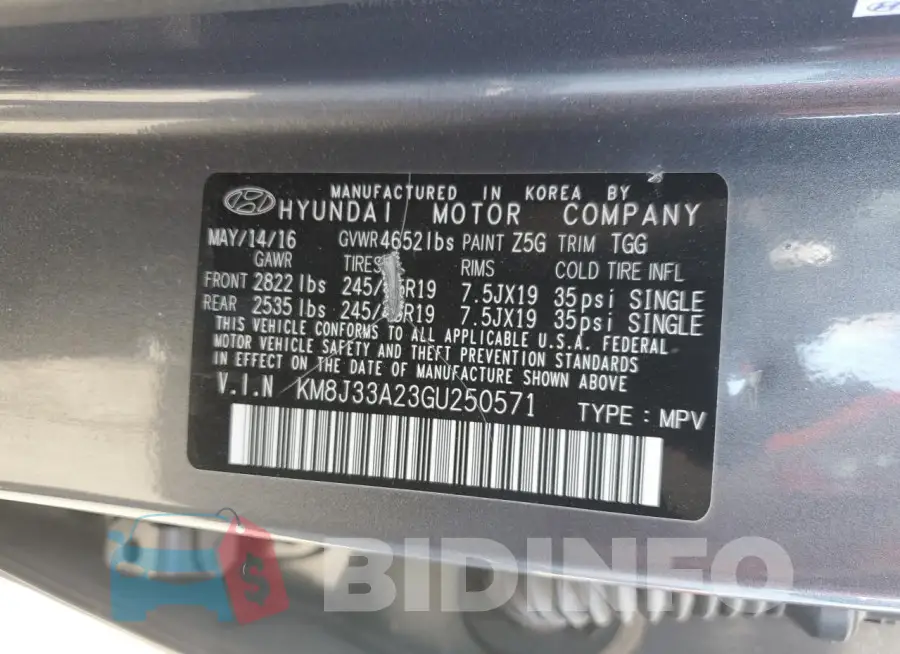 KM8J33A23GU250571 Photo# 12