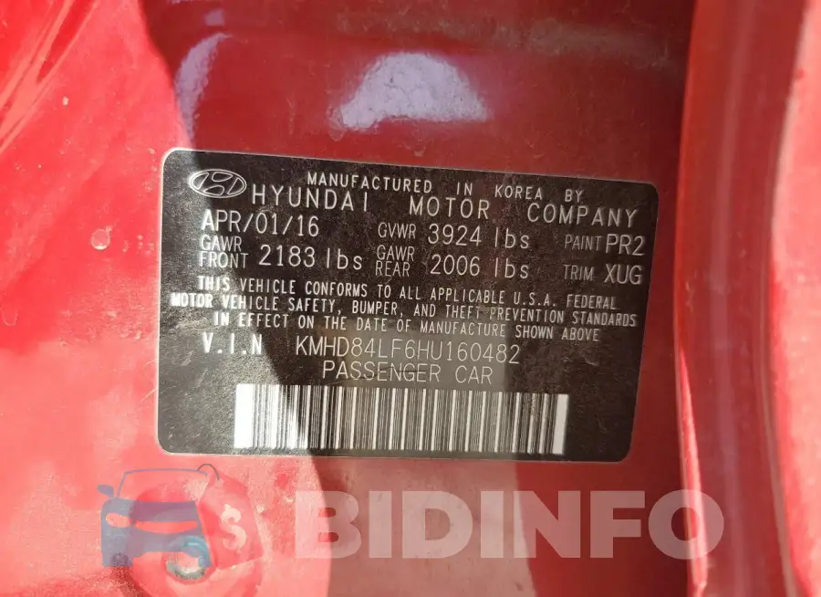 KMHD84LF6HU160482 Photo# 12