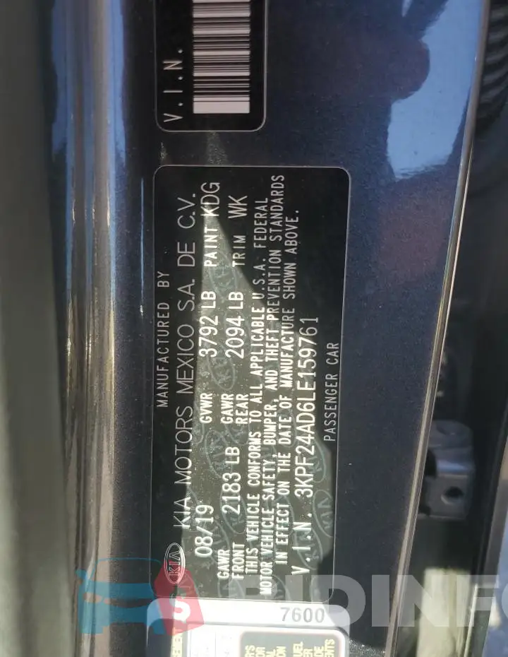 3KPF24AD6LE159761 Photo# 12