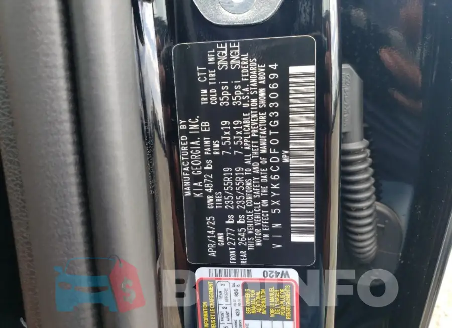 5XYK6CDF0TG330694 Photo# 12