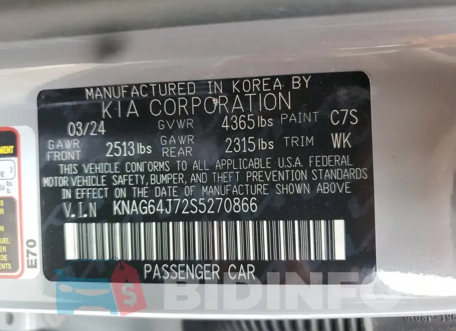 KNAG64J72S5270866 Photo# 13