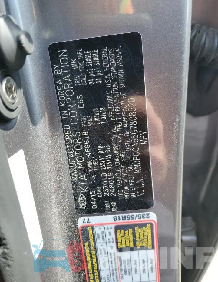 KNDPCCA65G7808520 Photo# 12