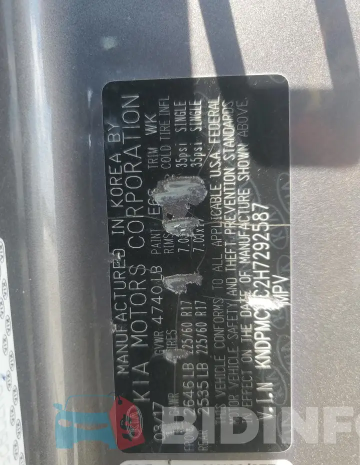 KNDPMCAC2H7292587 Photo# 13