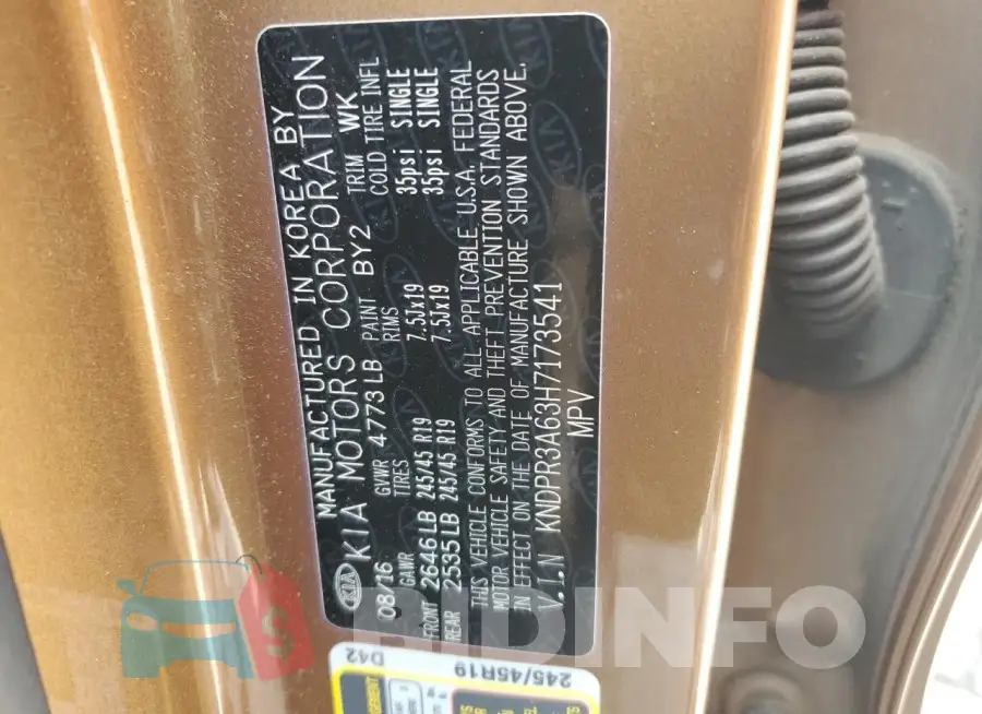 KNDPR3A63H7173541 Photo# 13