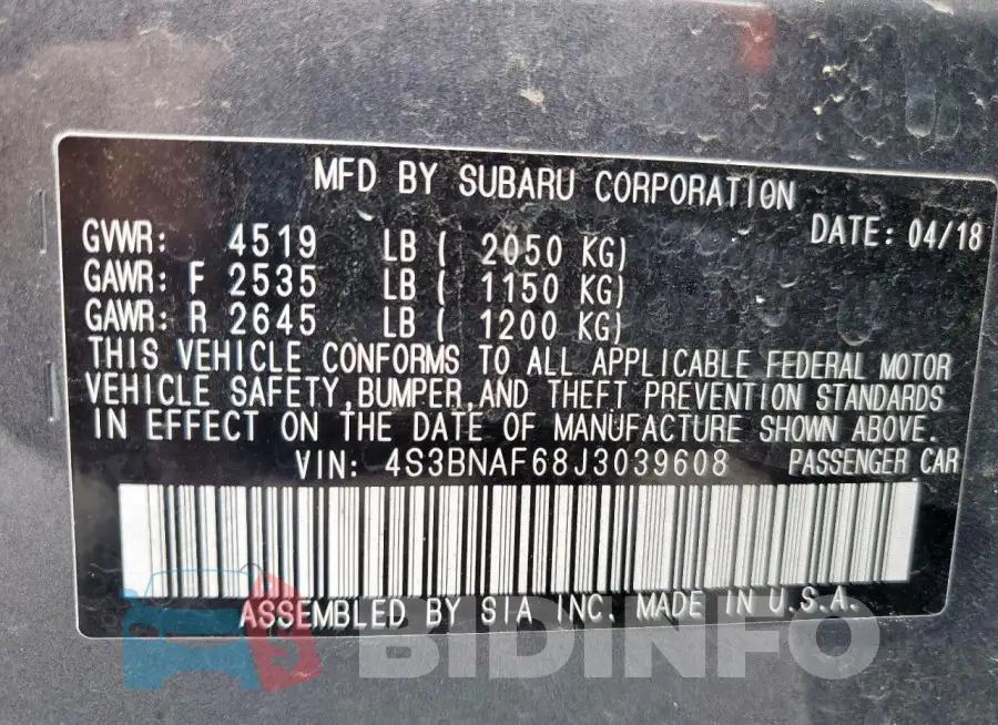 4S3BNAF68J3039608 Photo# 13