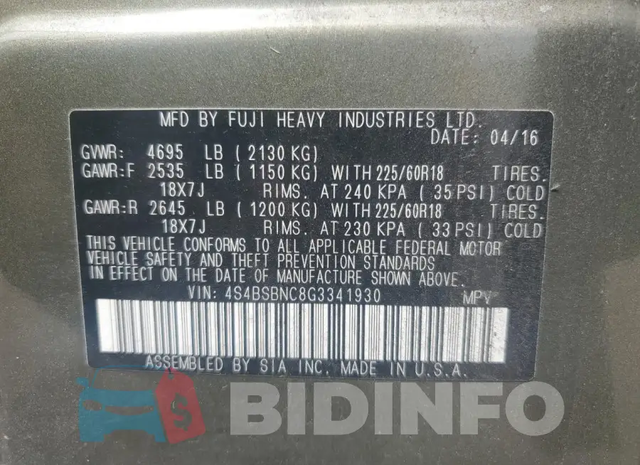 4S4BSBNC8G3341930 Photo# 13