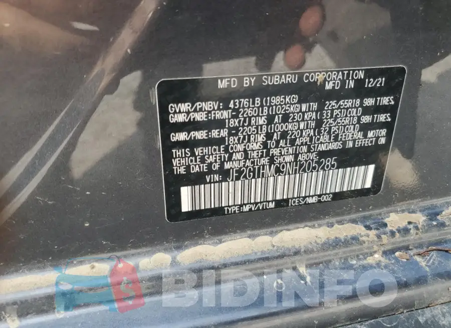 JF2GTHMC9NH205285 Photo# 13