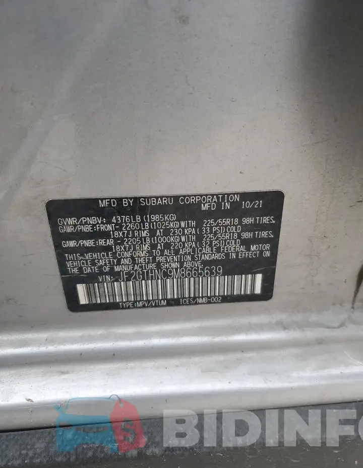 JF2GTHNC9M8665639 Photo# 13