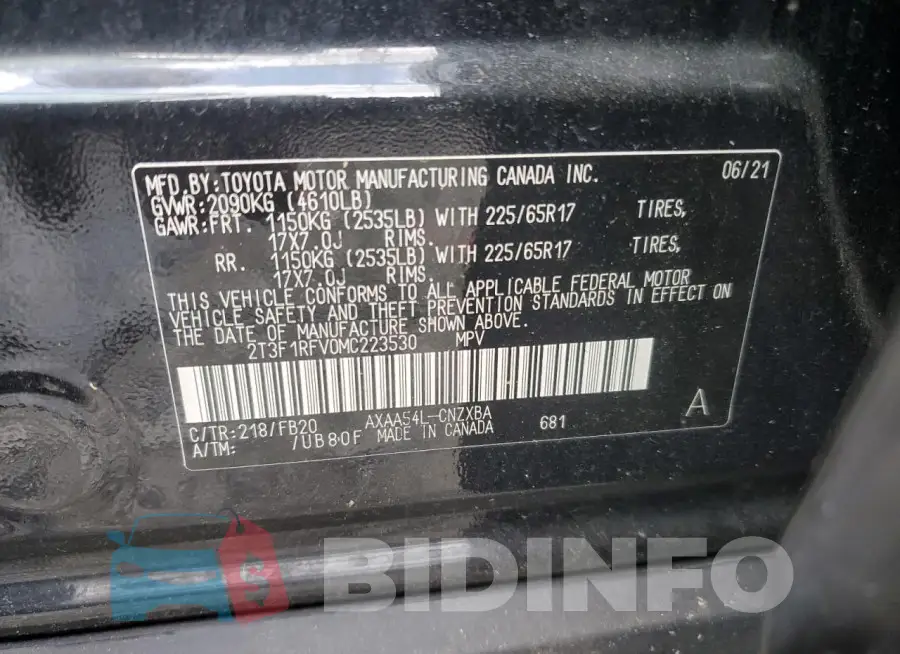 2T3F1RFV0MC223530 Photo# 14