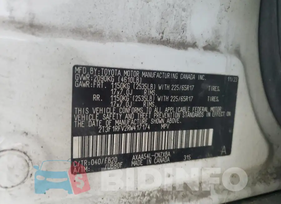 2T3F1RFV2RW417174 Photo# 13