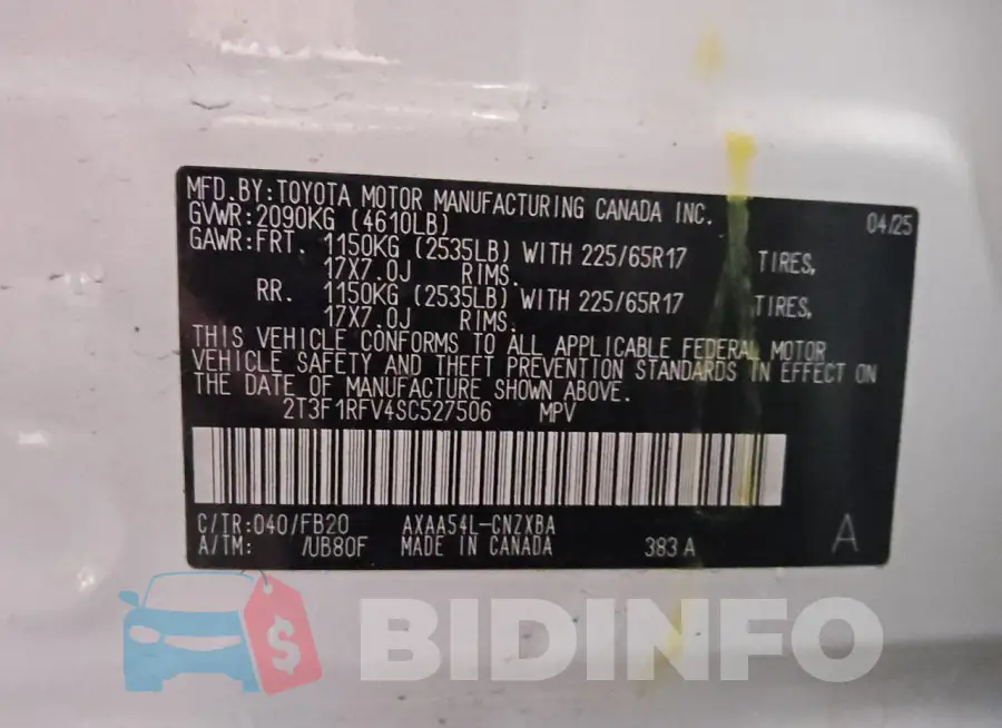 2T3F1RFV4SC527506 Photo# 14