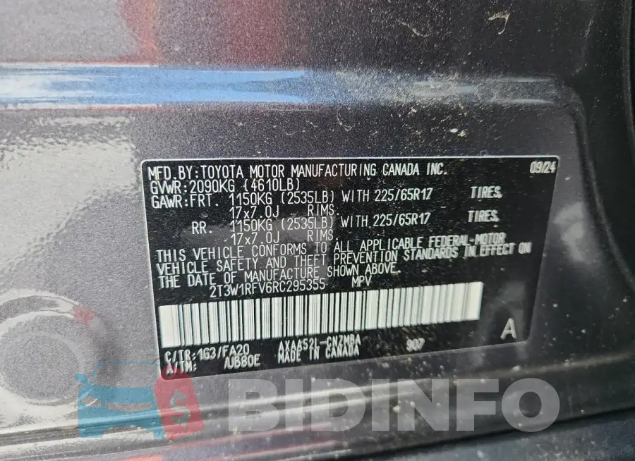 2T3W1RFV6RC295355 Photo# 13