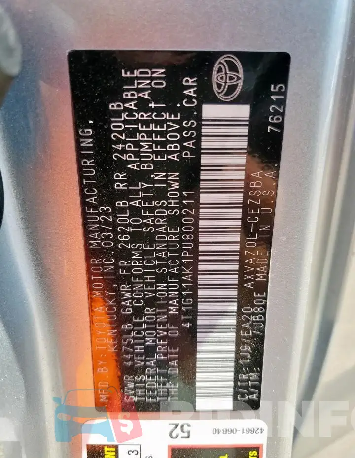 4T1G11AK1PU800211 Photo# 13