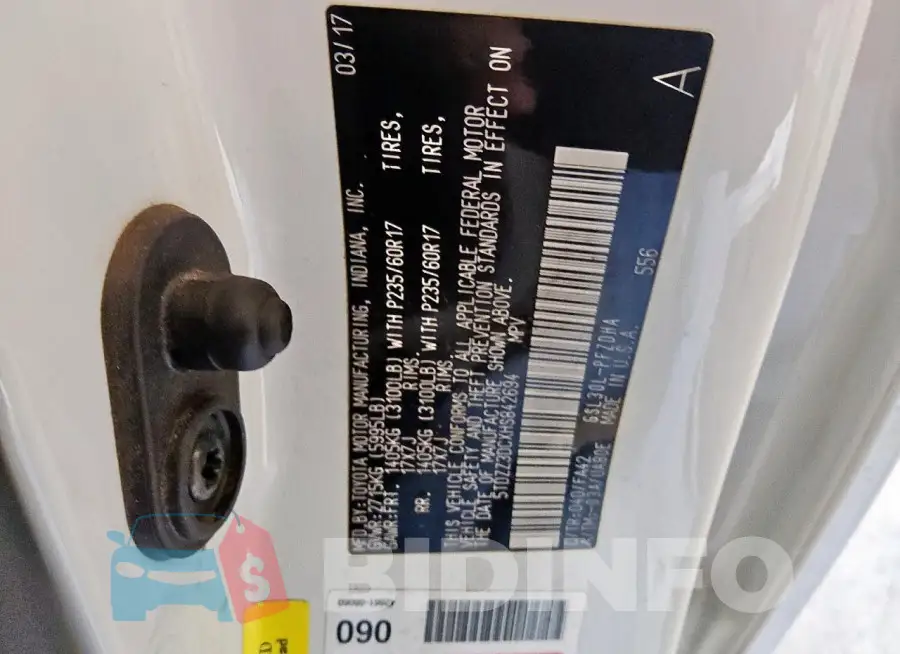 5TDZZ3DCXHS842694 Photo# 14