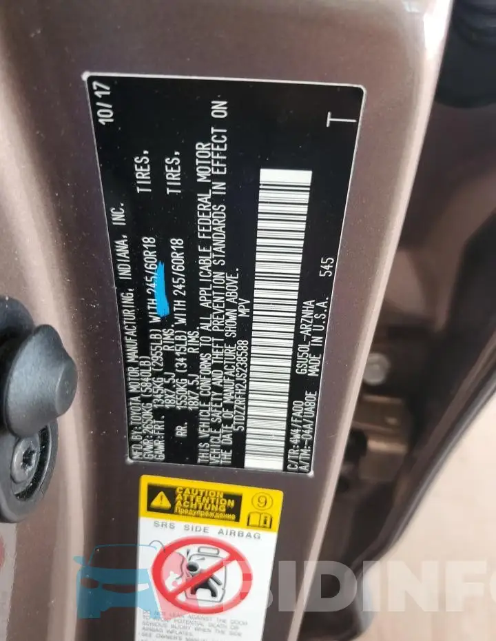 5TDZZRFH2JS238588 Photo# 12