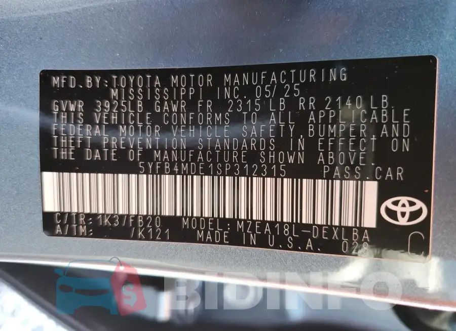 5YFB4MDE1SP312315 Photo# 13