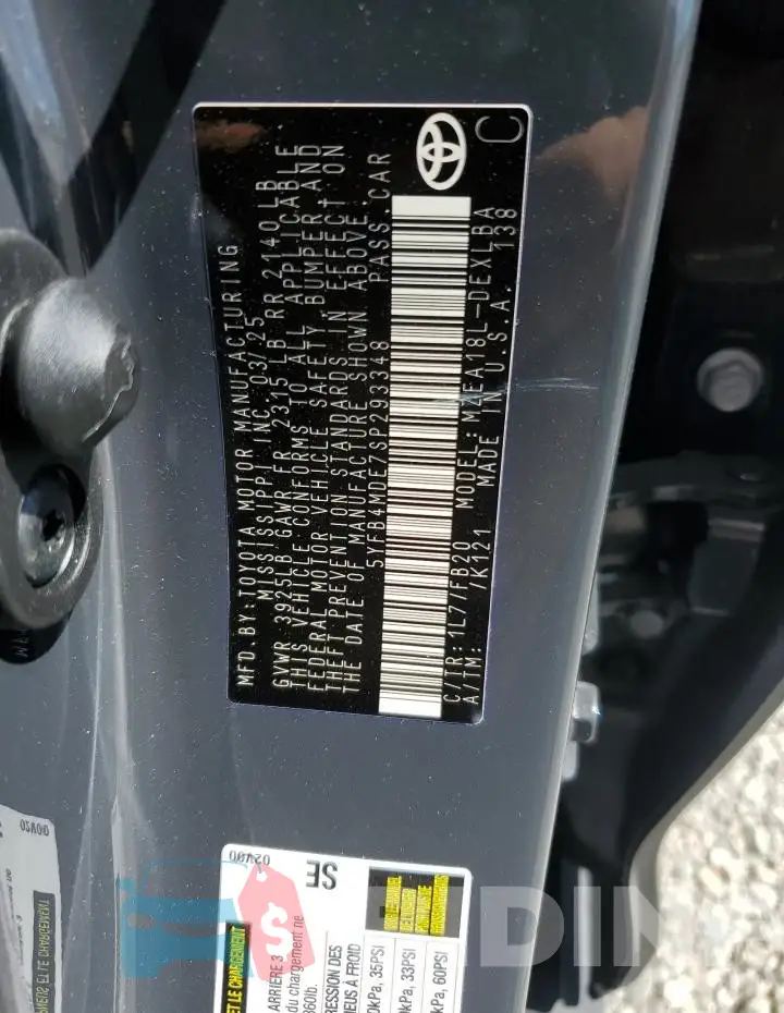 5YFB4MDE7SP293348 Photo# 12