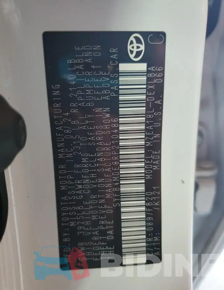 5YFB4MDE8RP210486 Photo# 13
