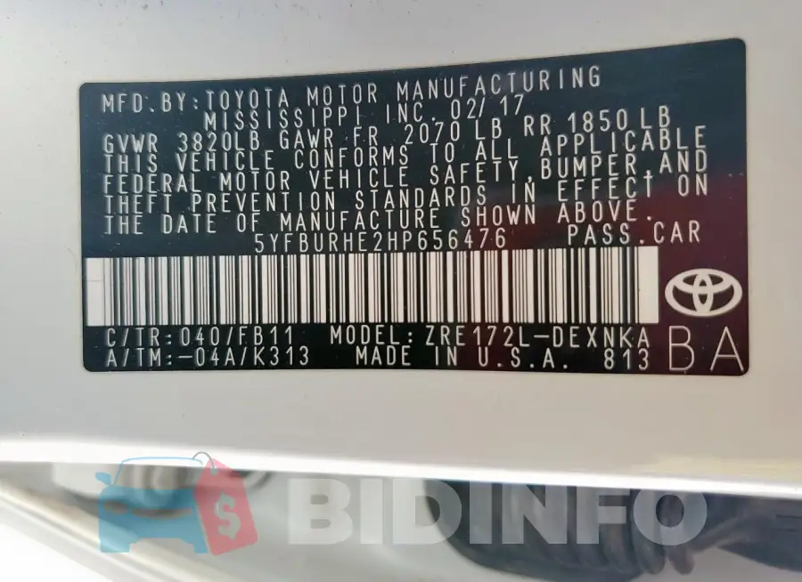 5YFBURHE2HP656476 Photo# 13