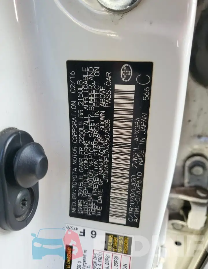 JTDKARFU7G3507538 Photo# 12