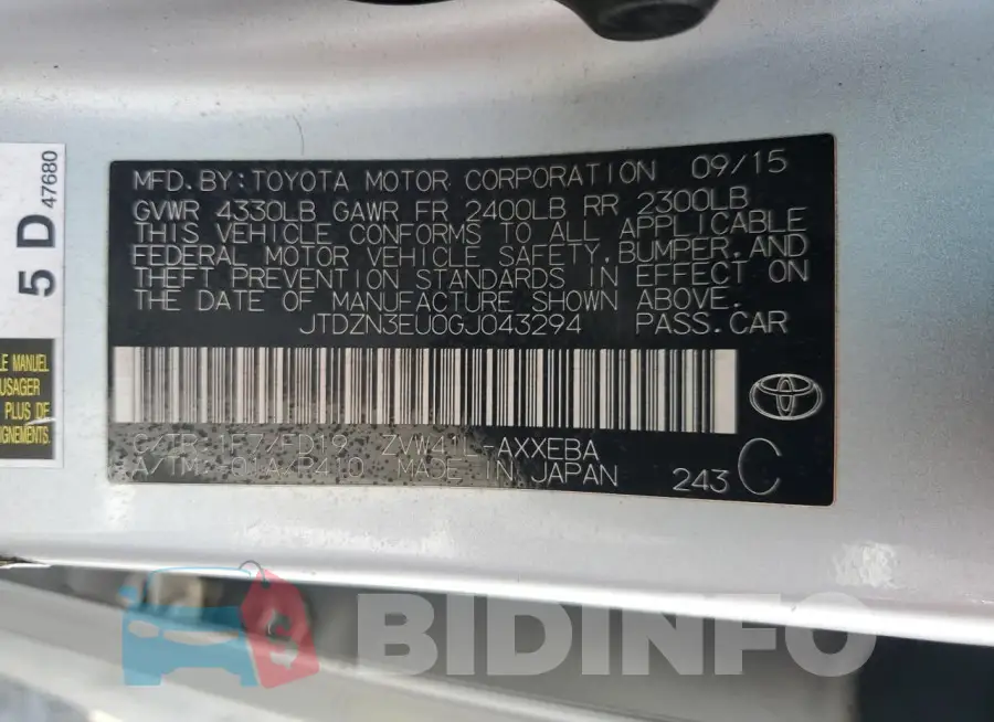 JTDZN3EU0GJ043294 Photo# 14