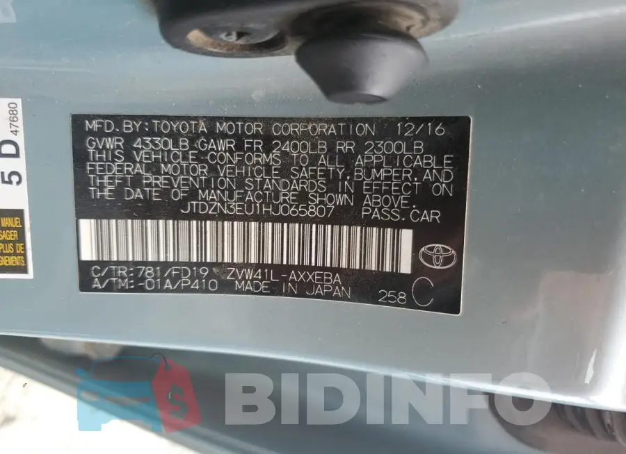 JTDZN3EU1HJ065807 Photo# 12