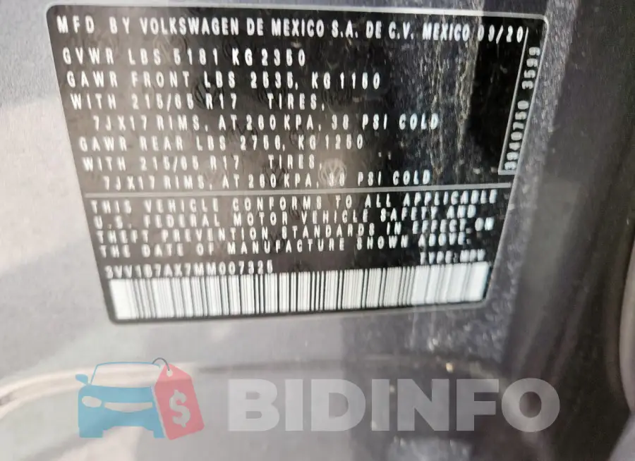 3VV1B7AX7MM007325 Photo# 13