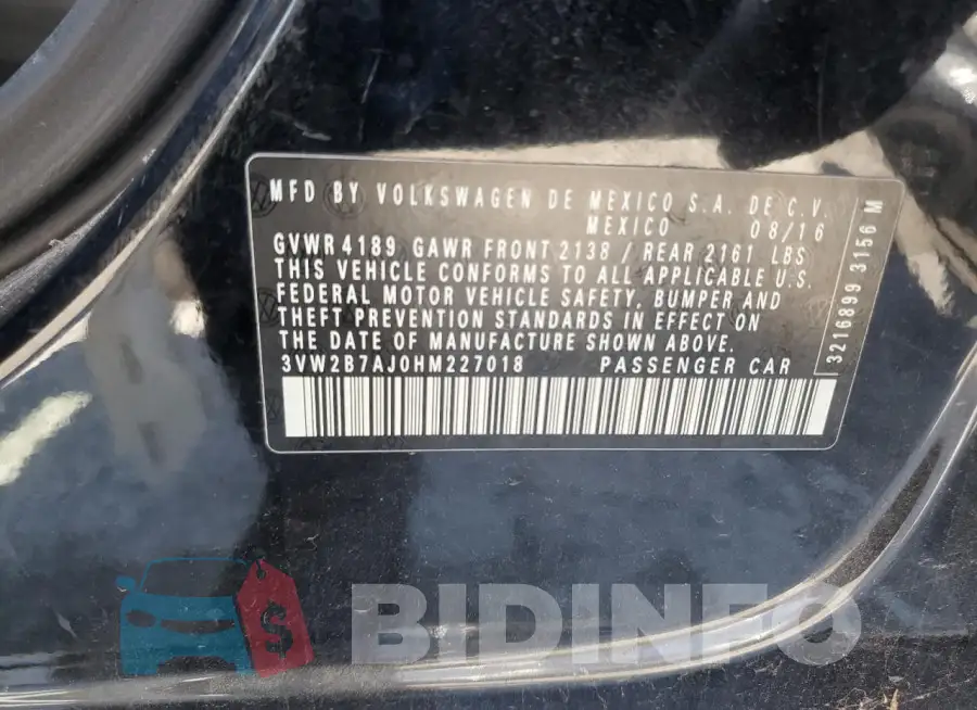 3VW2B7AJ0HM227018 Photo# 13