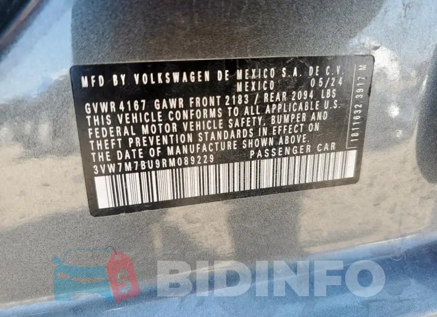 3VW7M7BU9RM089229 Photo# 13